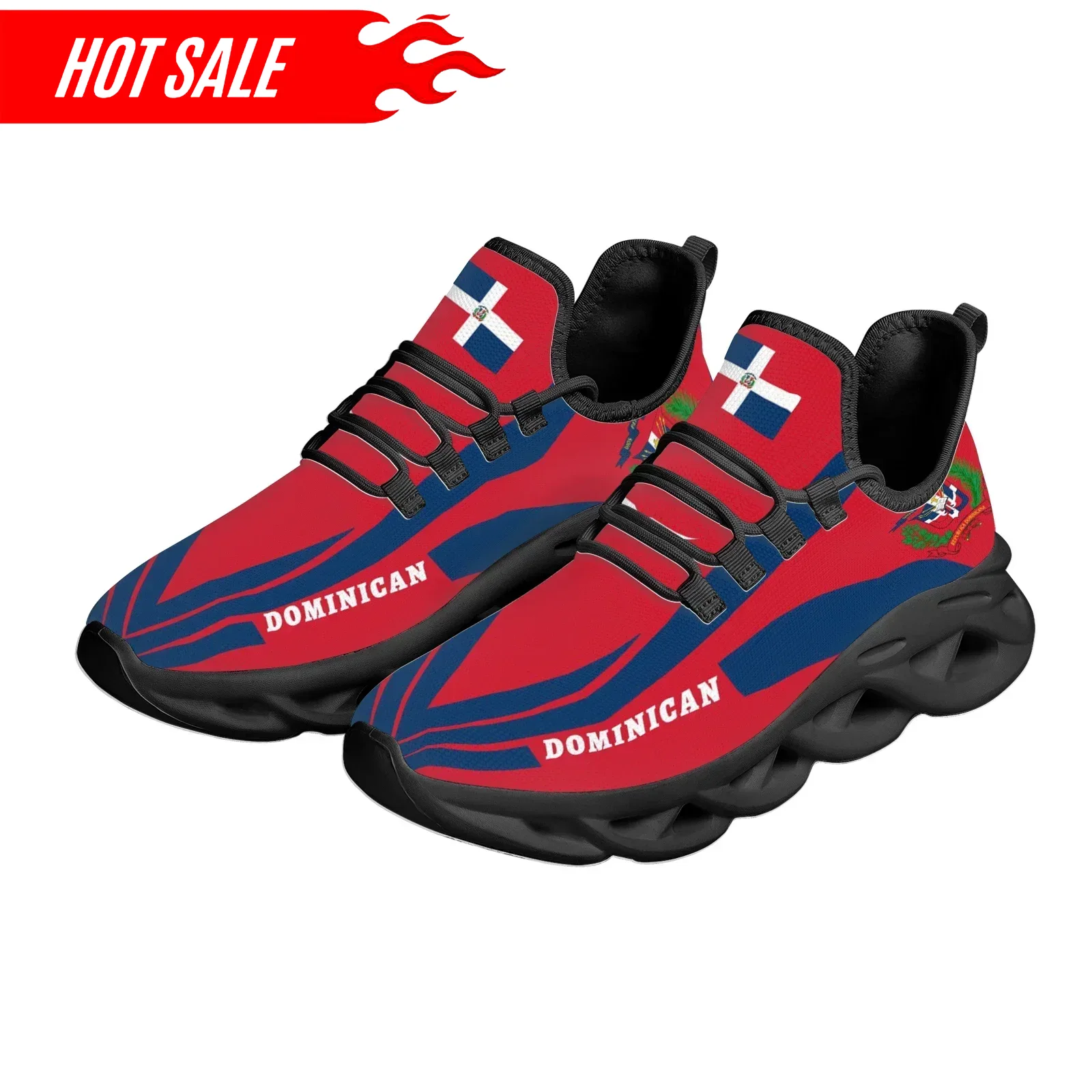 Hot Dominican Flag National Em - Knit Fabric Lace Up Sneakers recension och pris
