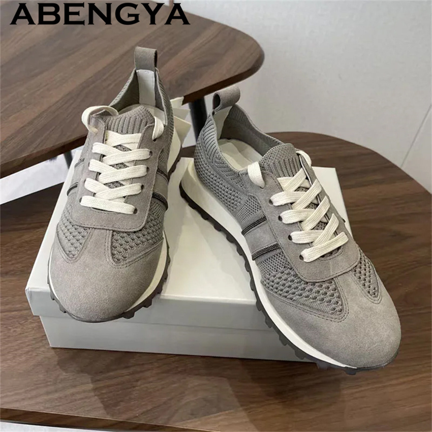 2026 Spring Hot Sale Knitted L - Knit Fabric Lace Up Sneakers recension och pris