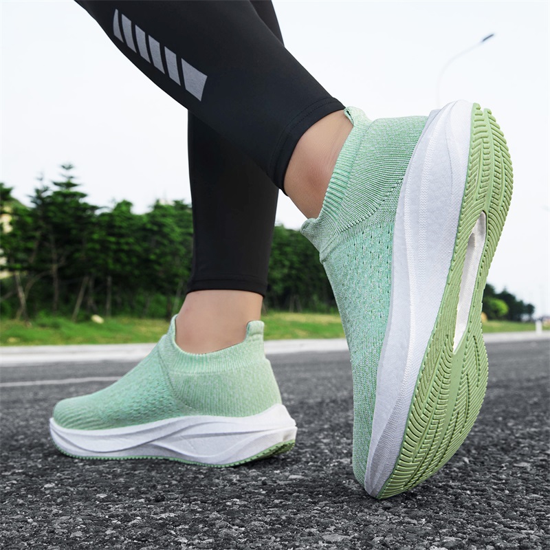 Unisex Slip on Sock Running Sh - Knit Fabric Lace Up Sneakers recension och pris