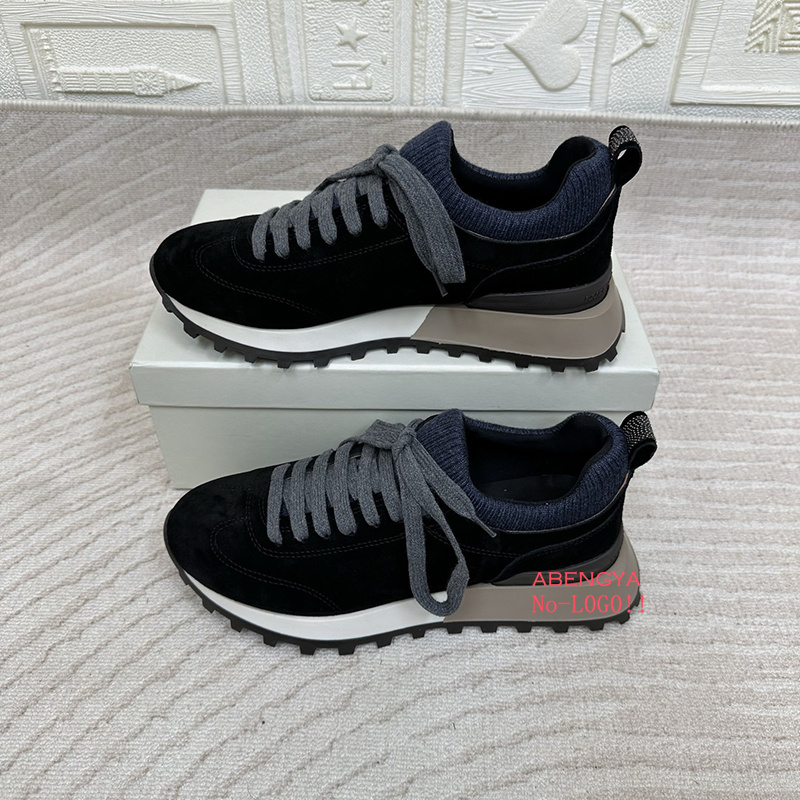 2025 White Knitted Suede Flat  - Knit Fabric Lace Up Sneakers recension och pris