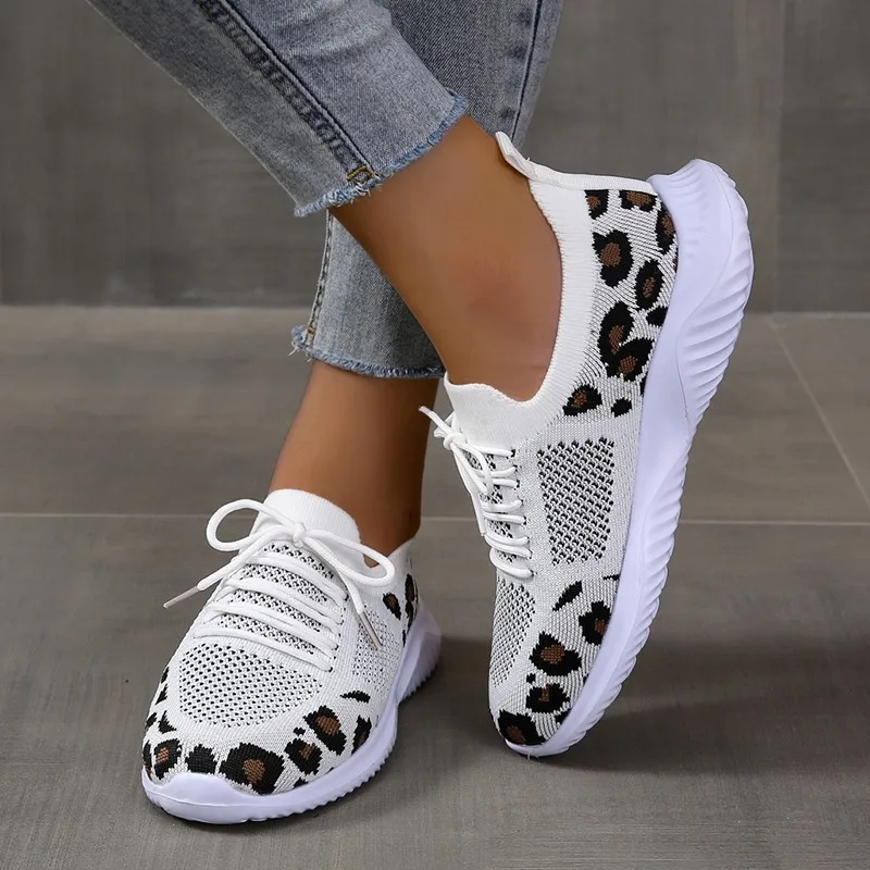New Summer Women's Knitted Mes - Knit Fabric Lace Up Sneakers recension och pris