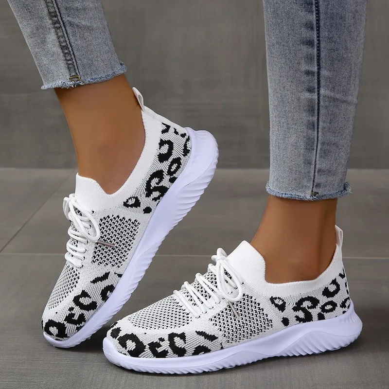 New Summer Women's Knitted Mes - Knit Fabric Lace Up Sneakers recension och pris
